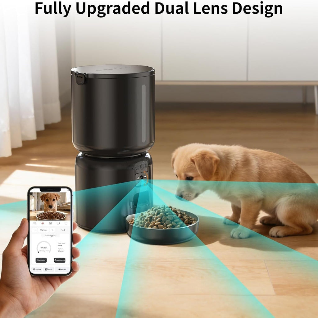 Automatic Cat Feeder and Water Fountain Set HD Camera WiFi App 4L Feeder 2.2L Fountain