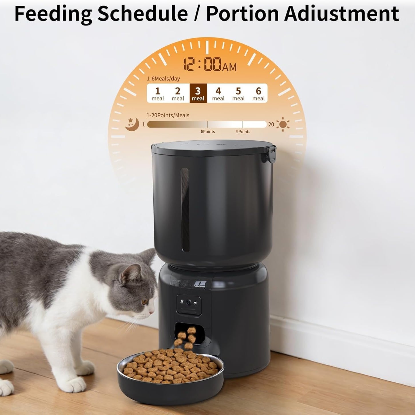 Automatic Cat Feeder and Water Fountain Set HD Camera WiFi App 4L Feeder 2.2L Fountain