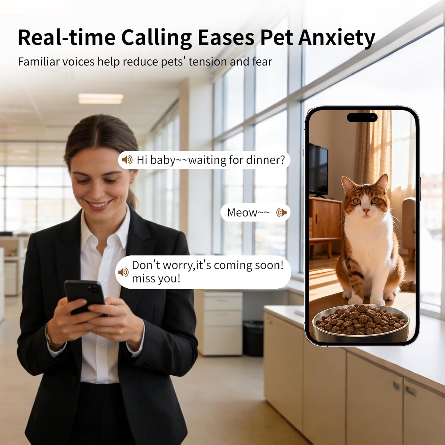Automatic Cat Feeder and Water Fountain Set HD Camera WiFi App 4L Feeder 2.2L Fountain