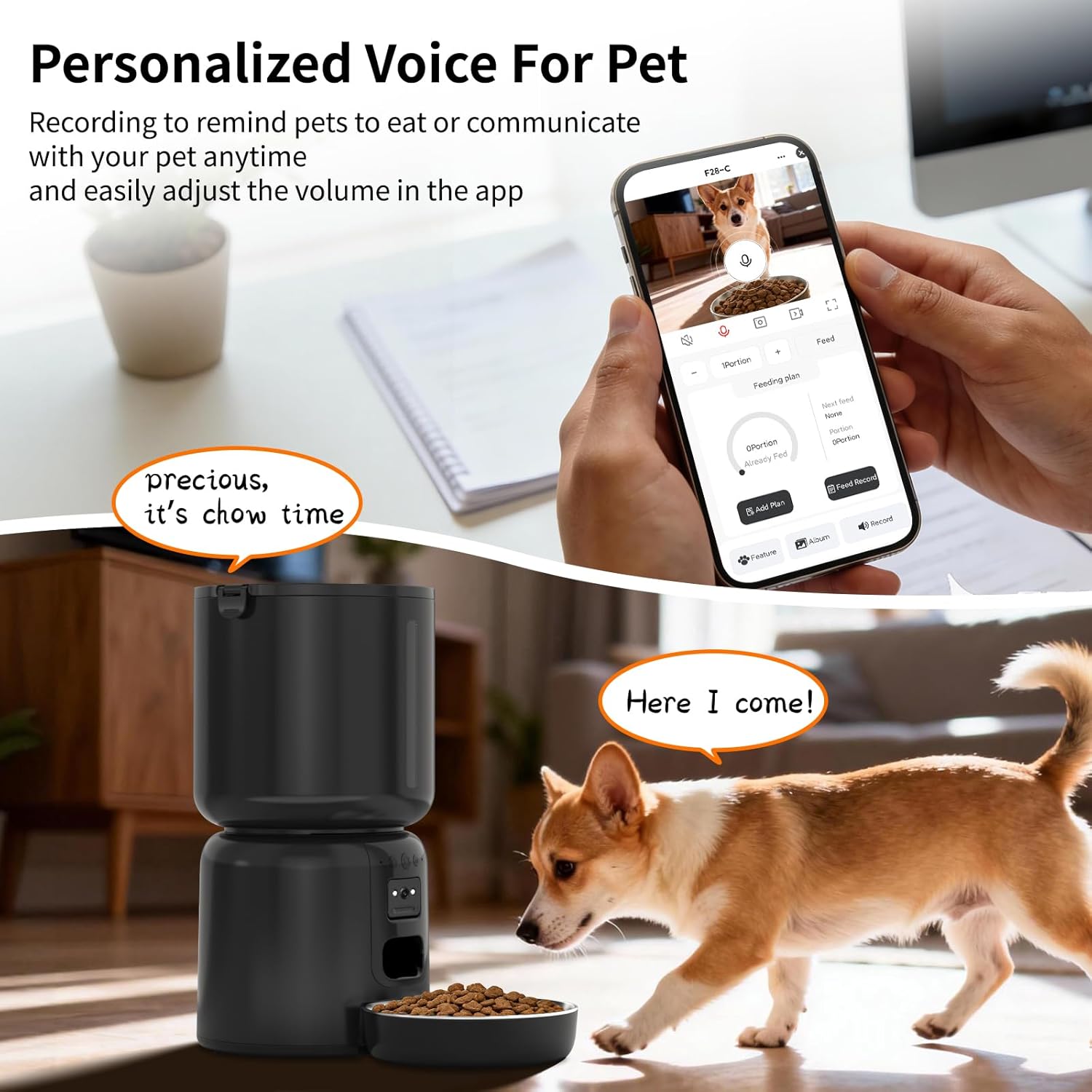 Automatic Cat Feeder and Water Fountain Set HD Camera WiFi App 4L Feeder 2.2L Fountain