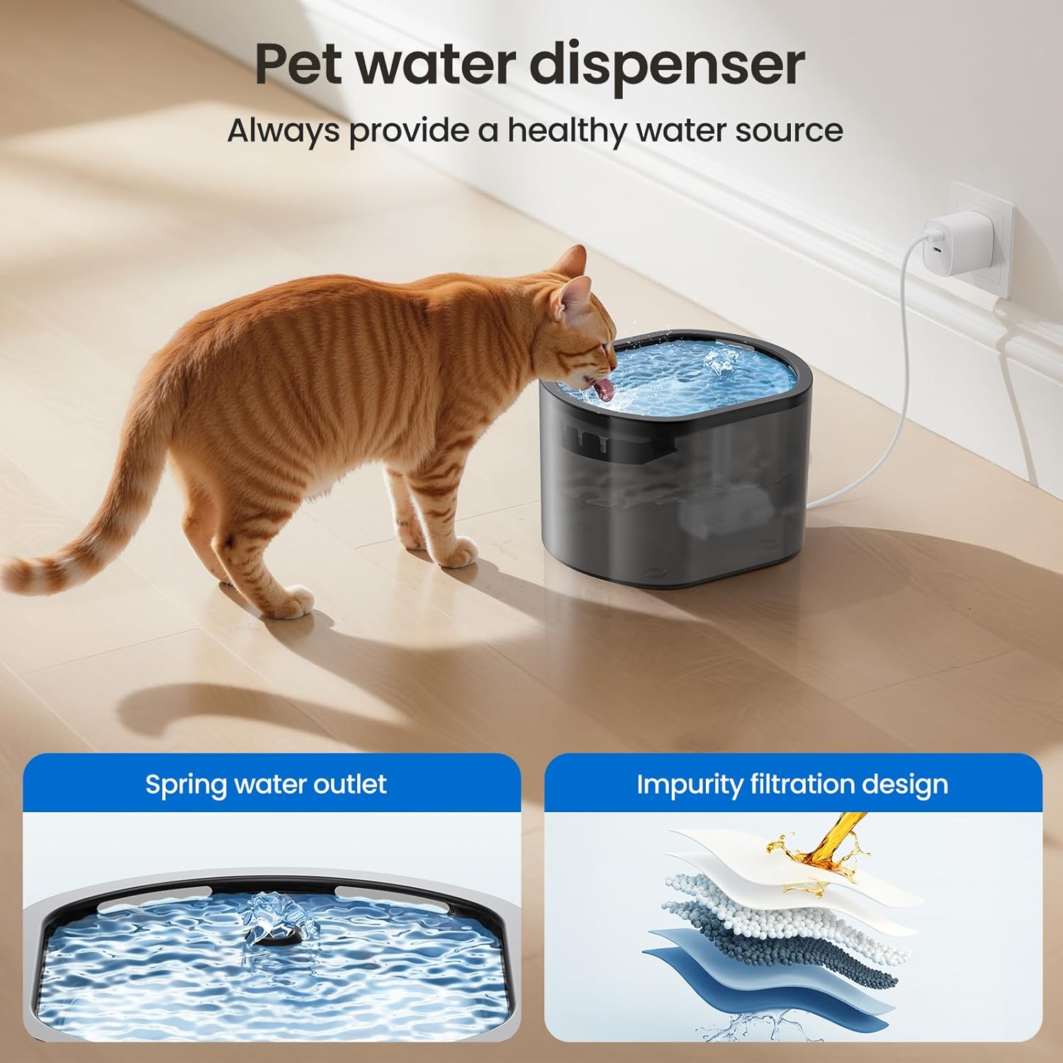 3L Automatic Cat Feeder and Water Fountain Set WiFi App Voice Recorder No Camera