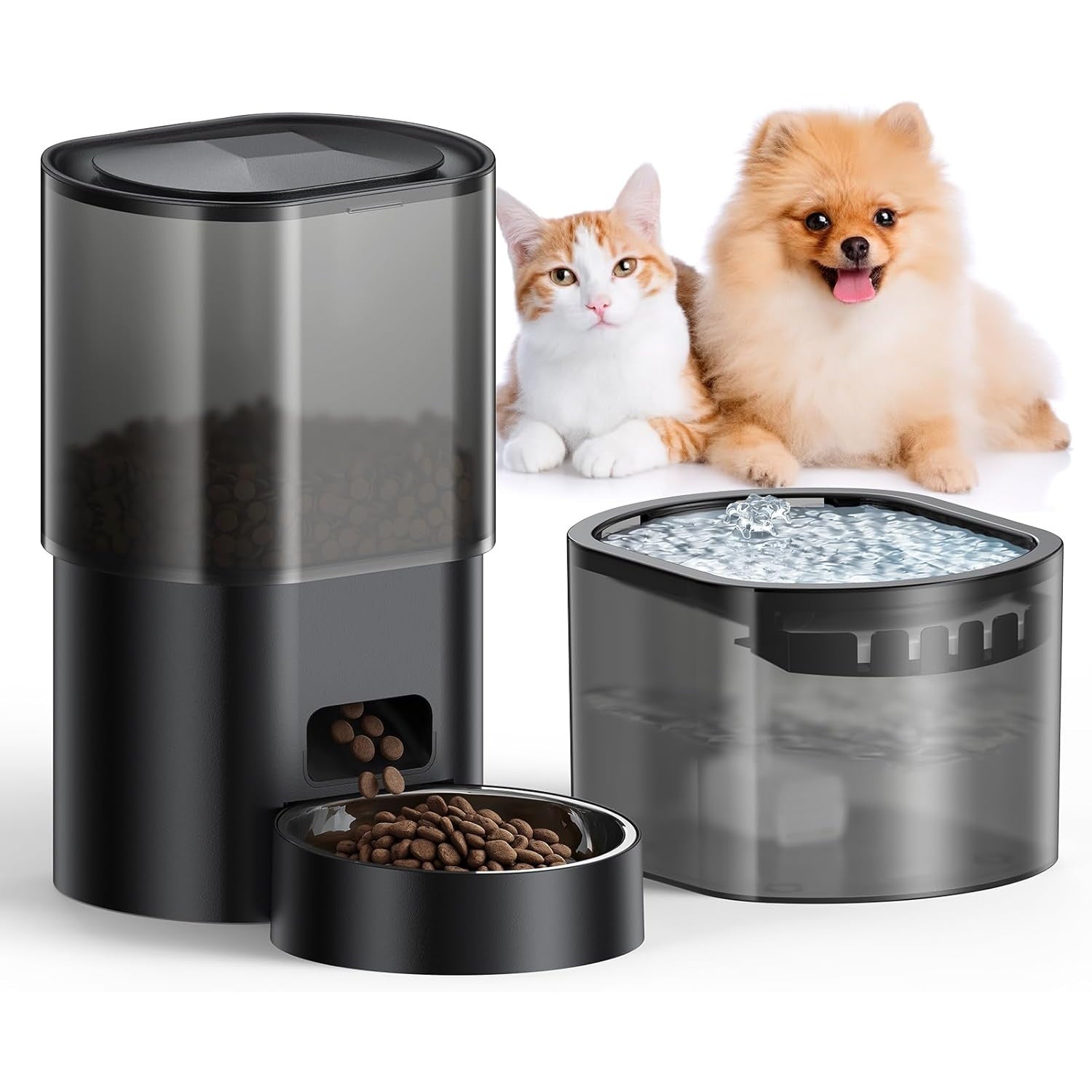 3L Automatic Cat Feeder and Water Fountain Set WiFi App Voice Recorder No Camera