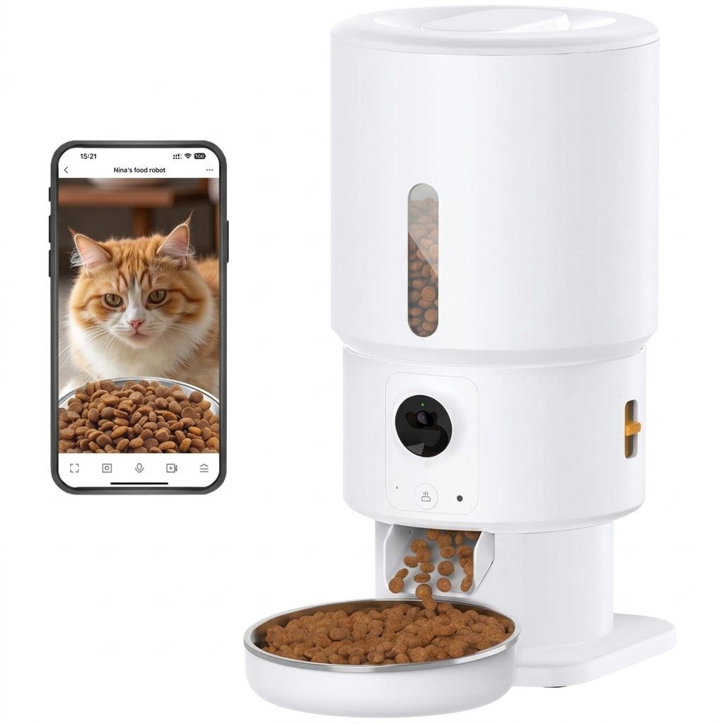 5L Automatic Cat Feeder HD Camera WiFi App Two Way Audio Timed Dispenser