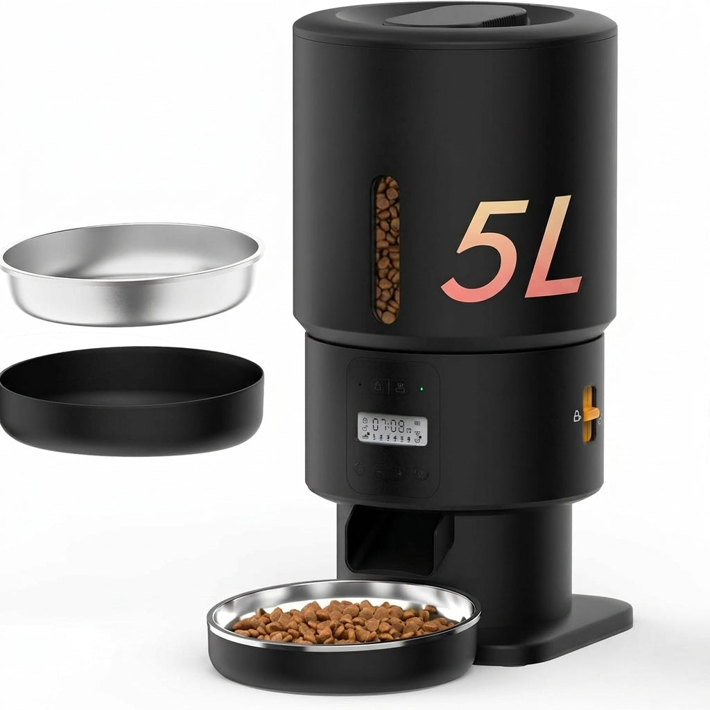 5L Automatic Cat Feeder HD Camera WiFi App Two Way Audio Timed Dispenser