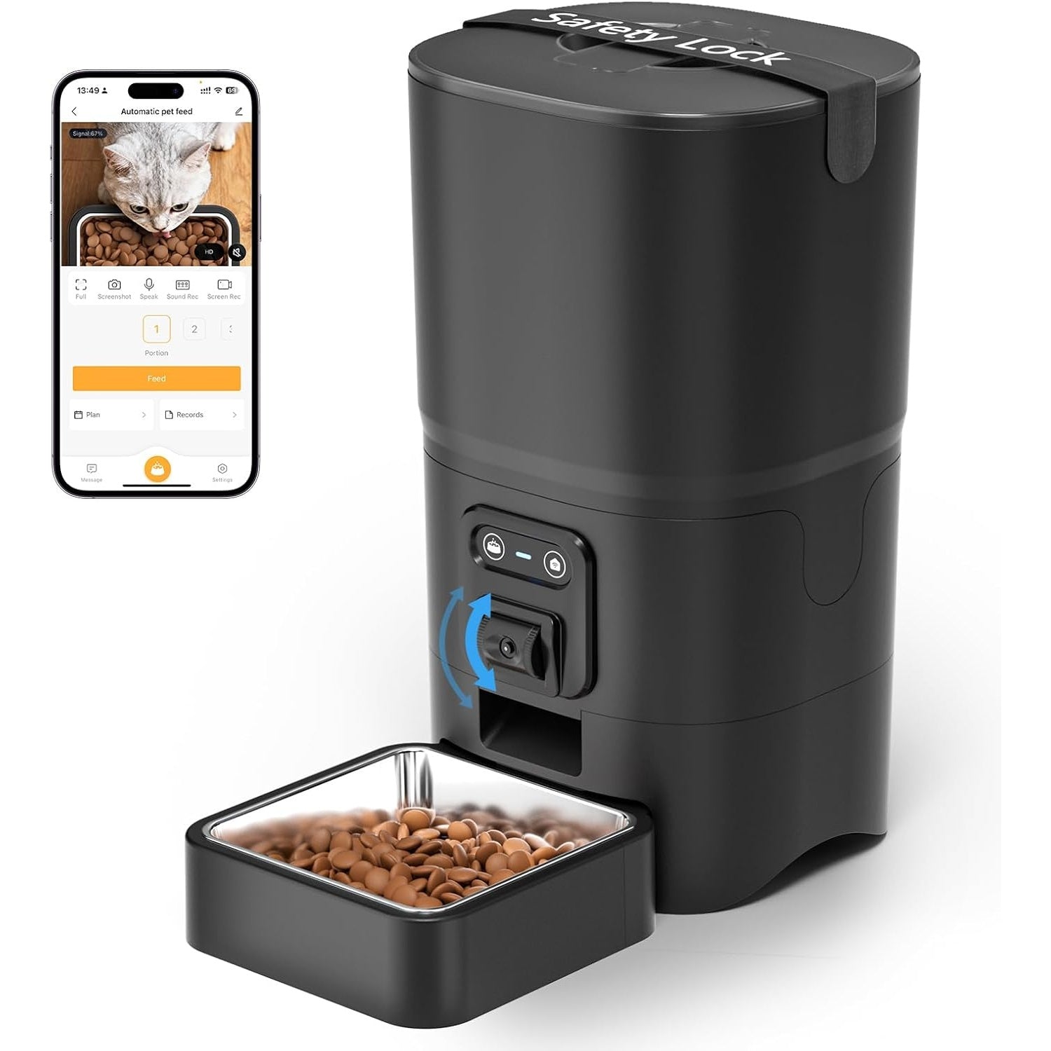 6L Automatic Cat Feeder WiFi Camera App Control Two Way Audio Dual Power