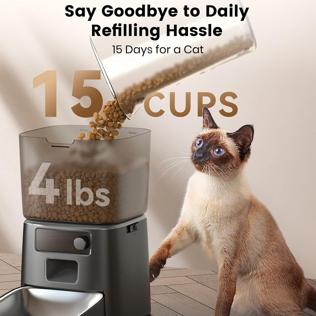 Automatic Cat Feeder WiFi App Control Portion Control No Camera 4L