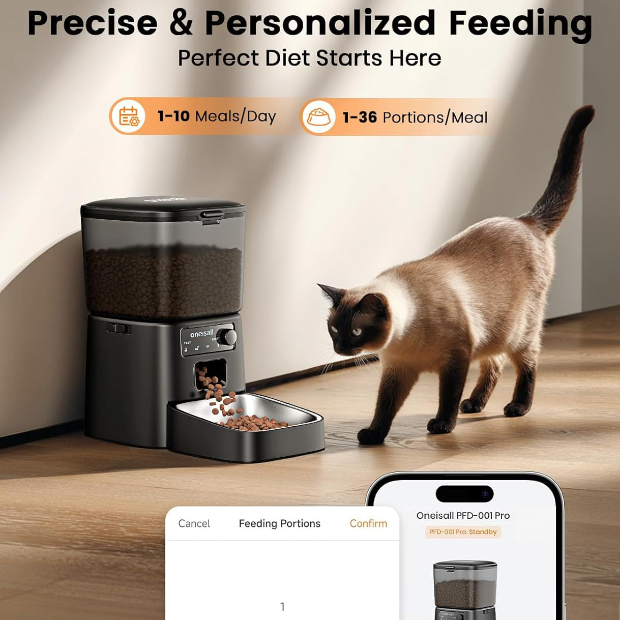Automatic Cat Feeder WiFi App Control Portion Control No Camera 4L
